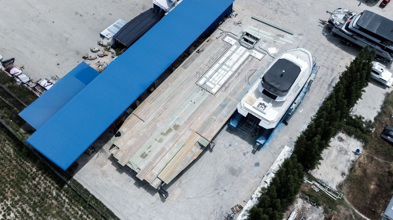 Overhead view of the Reef Ocean Club platform under construction