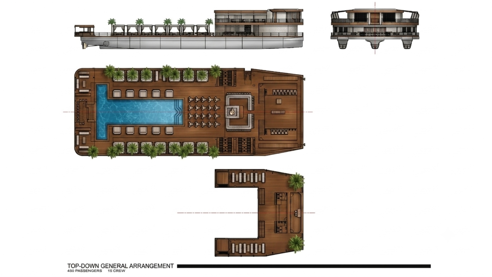 Reef Ocean Club — top-down general arrangement drawing showing pool deck, bars, cabanas and circulation
