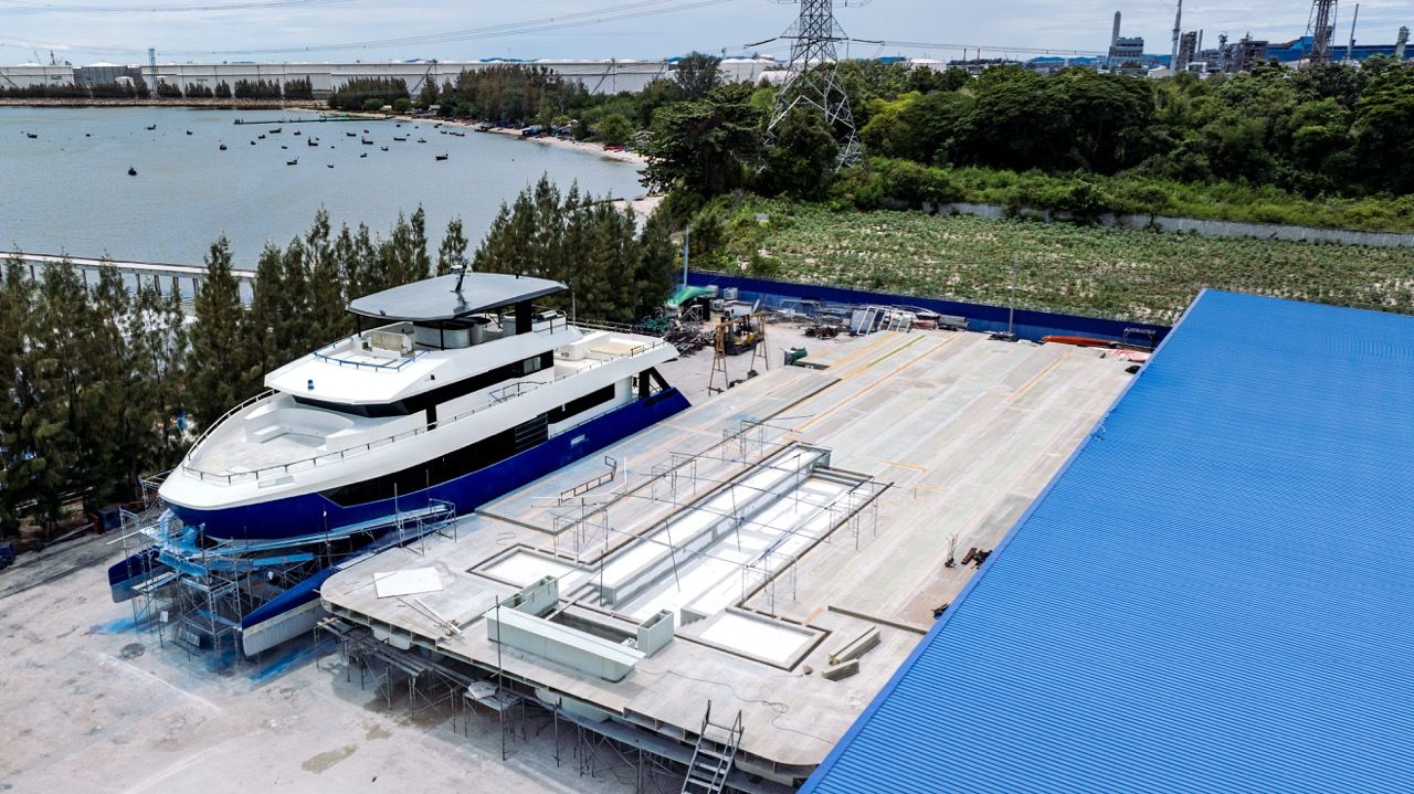 Aerial view of Reef Ocean Club and Independence 110 under construction in Rayong